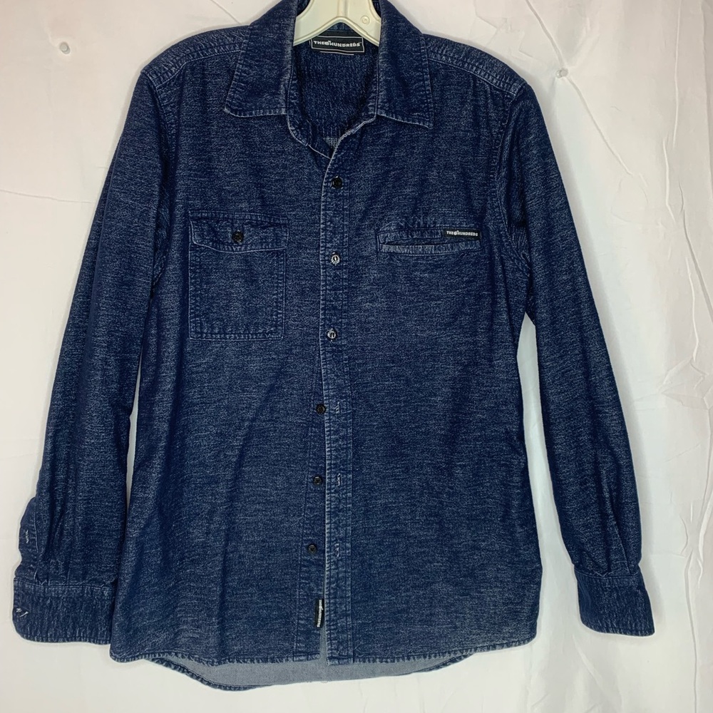 The Hundreds dark wash heavy denim button down M long sleeve shirt